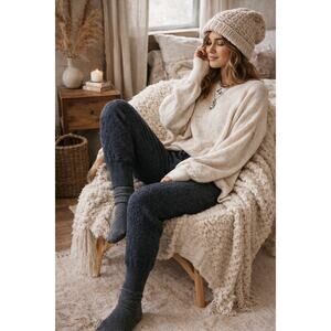 Lunya Pima Cotton and Alpaca Waffle Knit Joggers Small Womens Charcoal Grey